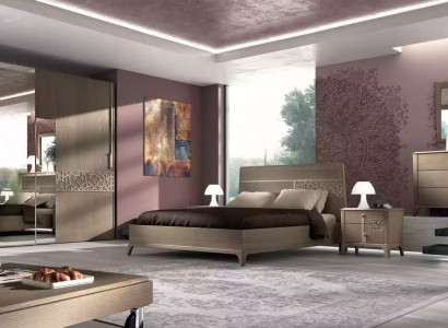 Schlafzimmer Bett 2x Nachttisch Design 6tlg. Komplett Set braun 6tlg